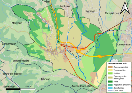 Carte en couleurs présentant l'occupation des sols.