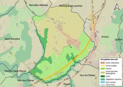 Carte en couleurs présentant l'occupation des sols.