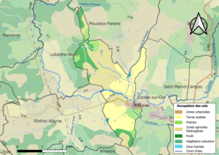 Carte en couleurs présentant l'occupation des sols.