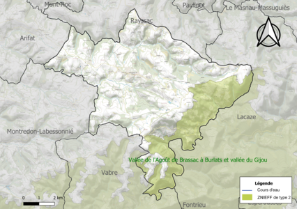 Carte de la ZNIEFF de type 2 sur la commune.