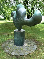 Arp, 1959: 'Resting Leaf / Feuille se reposant' - bronze sculpture; location: on university-campus in Evanston, Illinois; - quote of Arp, 1958: 'Art should melt into and even merge with nature itself. This is obviously contrary to painting and sculpture based on nature. By so doing, art will rid itself more and more of self-centredness, virtuosity and absurdity'