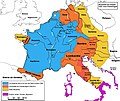 Carte rétrospective de l'empire carolingien sous Charlemagne.