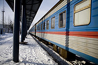 A passenger train in Nogliki