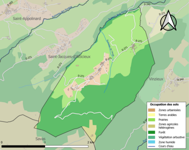 Carte en couleurs présentant l'occupation des sols.