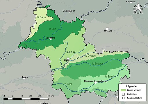 Les principaux bassins versants du département de Loir-et-Cher.