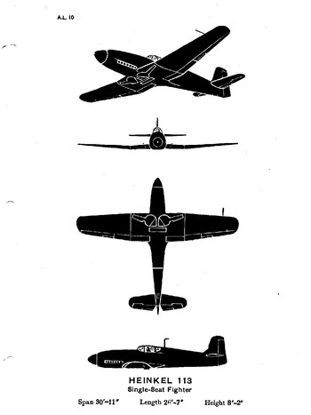 Třípohledová identifikační silueta „He 113“