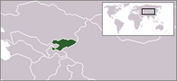 A map showing the location of Kyrgyzstan