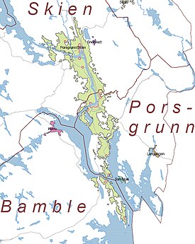 Map of three municipalities with borders