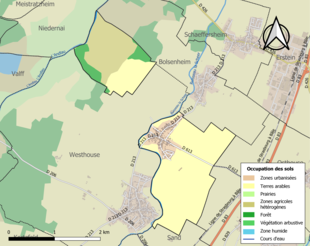 Carte en couleurs présentant l'occupation des sols.