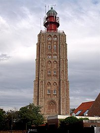 Faro (antigua torre de iglesia) Westkapelle Hoog en Zelanda, Países Bajos.