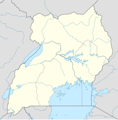 Mapa konturowa Ugandy, po prawej znajduje się punkt z opisem „Budadiri”