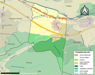 Carte en couleurs présentant l'occupation des sols.