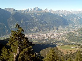 Panorama van Aosta uit noordoosten