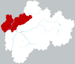 Location of Lanxi City within Jinhua