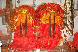 The idol of Hinglajgarh Devi in her temple near the fort