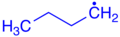 n-butil radikal, n-butil grupa označena plavo.