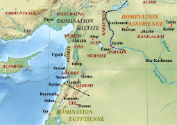 Les principales cités de Syrie à l'époque de l'hégémonie hittite (XIIIe siècle av. J.-C.).