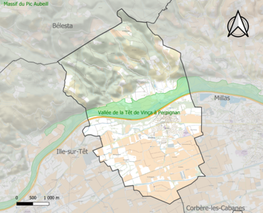 Carte de la ZNIEFF de type 1 sur la commune.