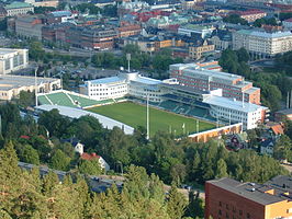 De Norrporten Arena vanuit de lucht gezien.