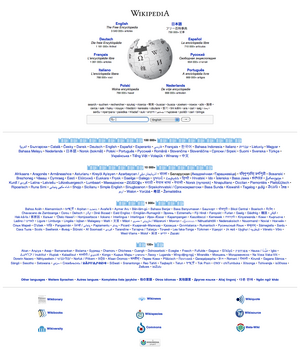 Detail of Wikipedia's multilingual portal. Here, the project's largest language editions are shown.