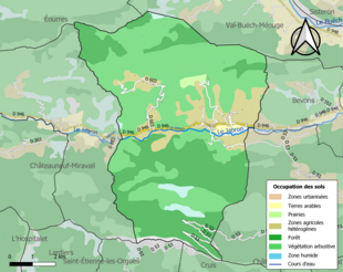 Carte en couleurs présentant l'occupation des sols.