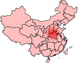 Map showing the province of Henan and two definitions of the Central Plain or Zhongyuan