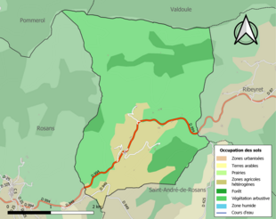 Carte en couleurs présentant l'occupation des sols.