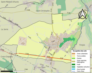 Carte en couleurs présentant l'occupation des sols.