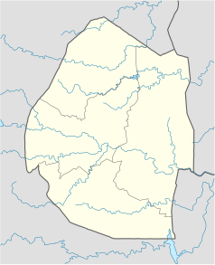 Mapa konturowa Eswatini, na dole po prawej znajduje się punkt z opisem „Somntongo”