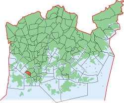 Kaupungin kartta, jossa Lapinlahti korostettuna. Helsingin kaupunginosat