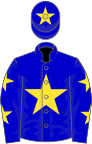 Blue, yellow star, yellow stars on sleeves and star on cap