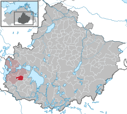 Läget för kommunen Walow i Landkreis Mecklenburgische Seenplatte