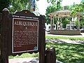 A gazebo and historical marker in Old Town Albuquerque