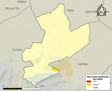 Carte des zones d'aléa retrait-gonflement des argiles.