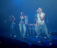 Liberty X performing at Aberystwyth University May Ball in 2006. From left to right: Kelli Young, Michelle Heaton and Jessica Taylor