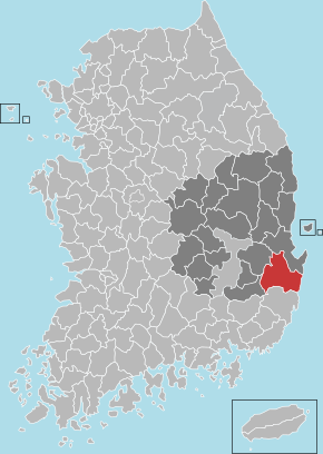 Localização de Gyeongju na Coreia do Sul