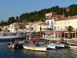 A view of the harbour with the SNSM rescue boat and fishermen's boats