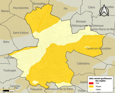 Carte des zones d'aléa retrait-gonflement des argiles.