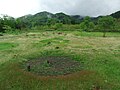 山を背後にする住居跡（埋戻保護）