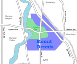 Location of Mount Dennis