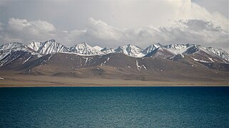 Namtso Lake with the Nyenchen Tanglha mountains in the background.