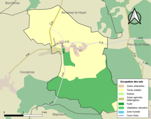 Carte en couleurs présentant l'occupation des sols.