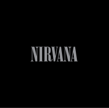 "Nirvana" in silver on a black background