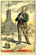 Le Pèlerin, 31 août 1902 Dessin montrant la France catholique conduite par les Juifs et les francs-maçons.