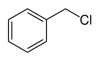 Structuurformule van benzylchloride