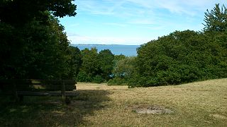 Hørhaven. Udsigt over Aarhus Bugten fra de parklignenede arealer.