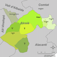 Mapa de l'Alcoià.