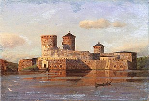 Painting of the castle in 1870 by Oscar Kleineh [fi], before restoration