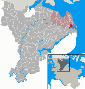 Poziția Rabel pe harta districtului Schleswig-Flensburg