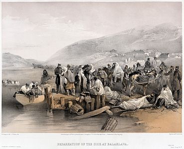 Wounded coming ashore at Balaklava during the Crimean War